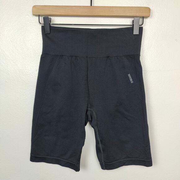 Gymshark Vital Seamless‎ Shorts Womens Small Black High Waist Yoga Gym - Picture 1 of 6